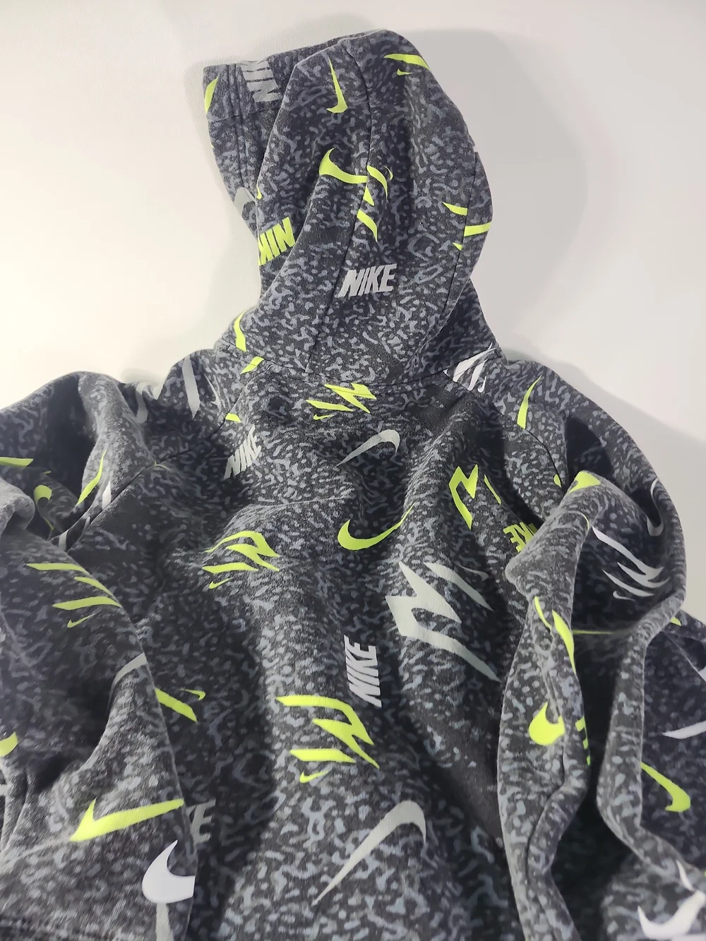 Nike Black & Neon Green Logo Print Hoodie